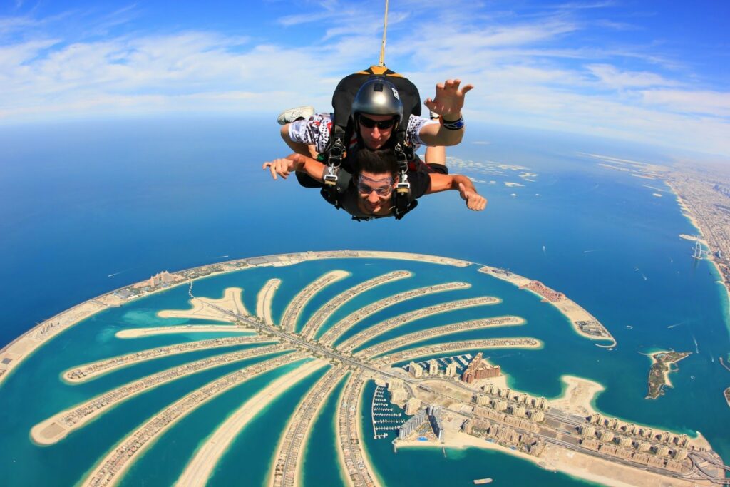 Dubai Sky Diving Palm Island Drop Zone, Palm Jumerah Dubai by VisaDekho